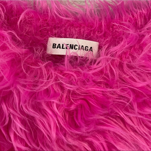 BRAND NEW Balenciaga hot pink fluffy sweater. Size L. Never worn tag still on!